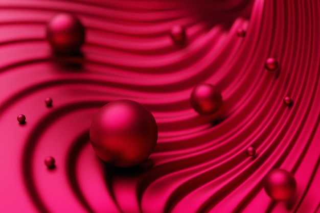 Elemento de diseño de líneas geométricas magenta abstractas Fondo de rayas horizontales rojas Ilustración 3d