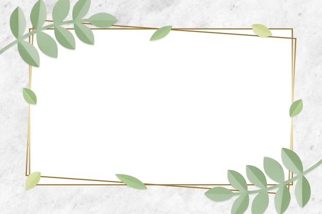 Elemento de diseño del marco dorado rectangular de hojas