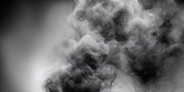 Elemento de diseño de niebla de humo o humo blanco en fondo de espacio de copia oscuro