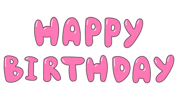 Elemento de diseño de la palabra de cumpleaños rosa