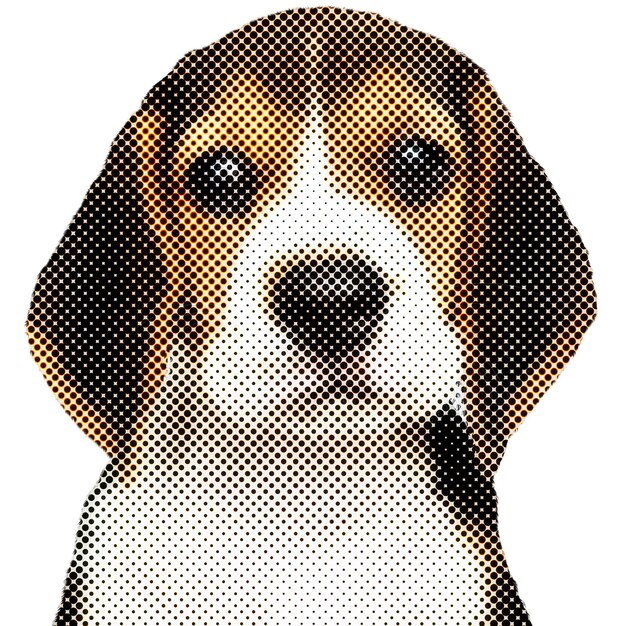Elemento de diseño de la pegatina para cachorros de Beagle de medio tono