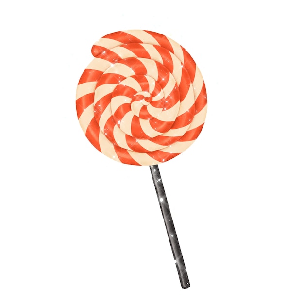 Elemento de diseño de la pegatina de piruleta dibujada a mano con borde blanco