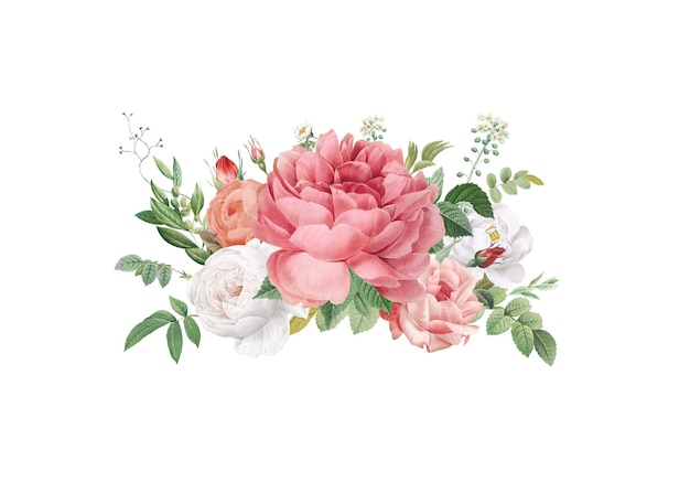 El elemento de diseño de las rosas en flor vintage es transparente png