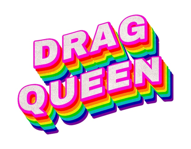 Elemento de diseño tipográfico de la palabra arco iris DRAG QUEEN