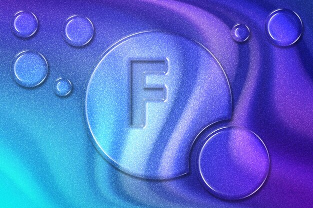 Elemento F flúor Mineral complejo vitamínico suplemento dietético violeta violeta fondo azul