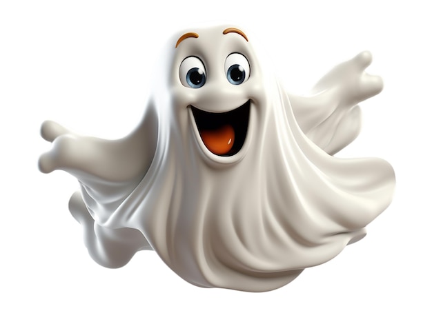 Foto elemento fantasma amigável de estilo 3d para banner de feliz halloween ou convite para festa