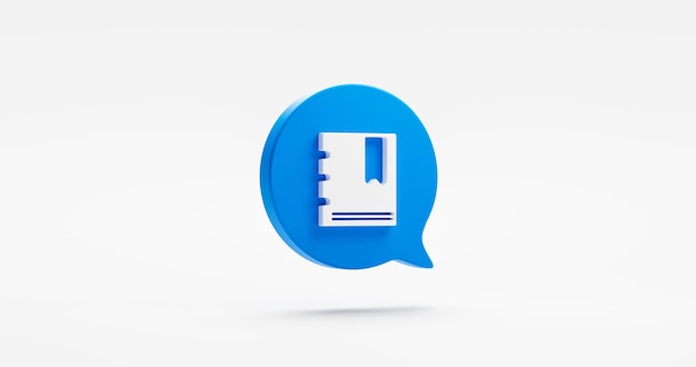 Elemento de icono 3d de marcador azul aislado en fondo blanco de símbolo de concepto de documento de burbuja de mensaje de marca de libro mínimo o instrucción etiqueta favorita signo de voz e información bandera de navegador de datos de libro electrónico