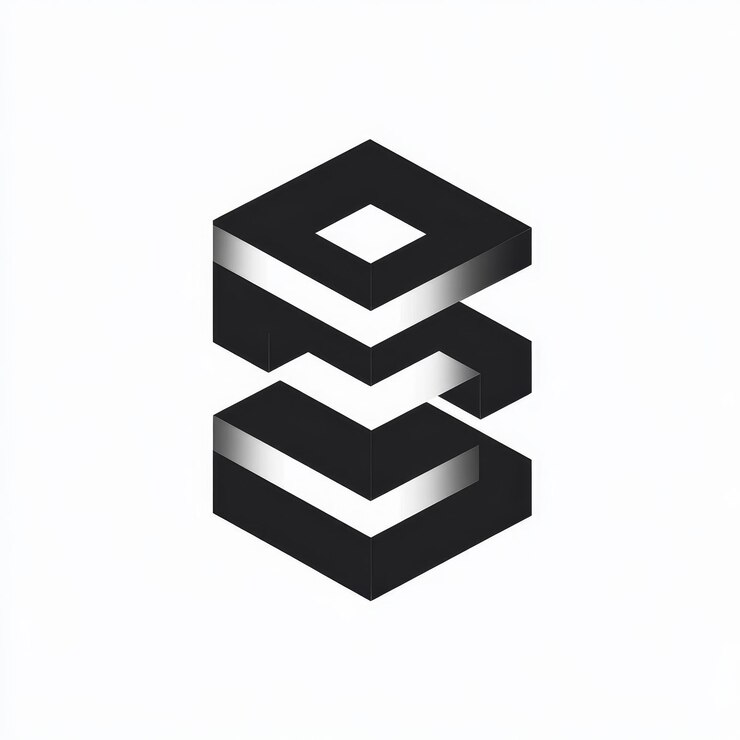 Foto elemento de icono de diseño del logotipo de la letra s del alfabeto cúbico 3d en blanco y negro
