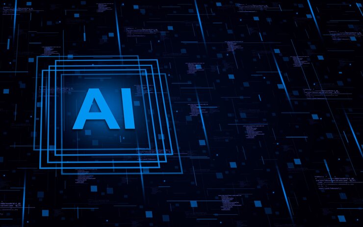 Foto elemento de inteligencia artificial sobre fondo tecnológico con elementos de código, concepto de ai