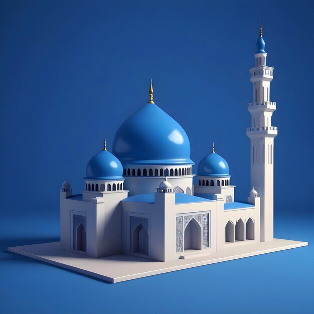Elemento de la mezquita islámica 3d en un fondo minimalista