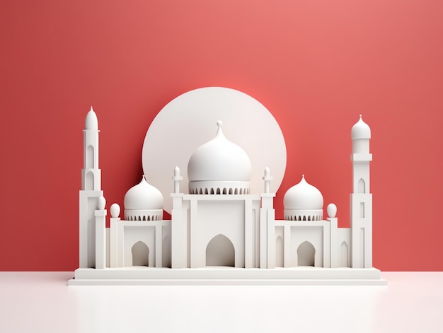 Elemento de mezquita islámica 3d sobre fondo minimalista