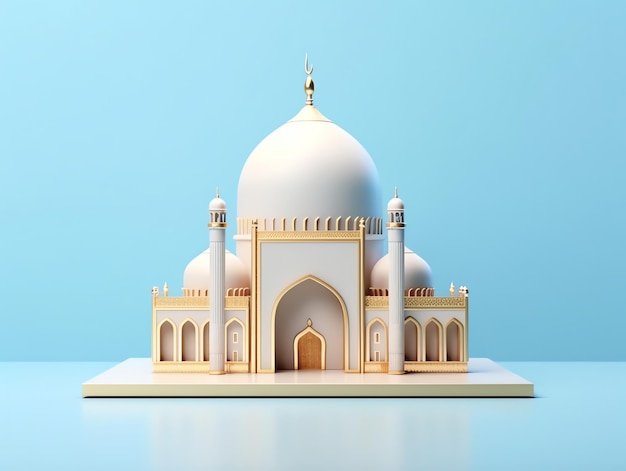 Elemento de mezquita islámica 3d sobre fondo minimalista