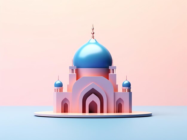 Elemento de mezquita islámica 3d sobre fondo minimalista