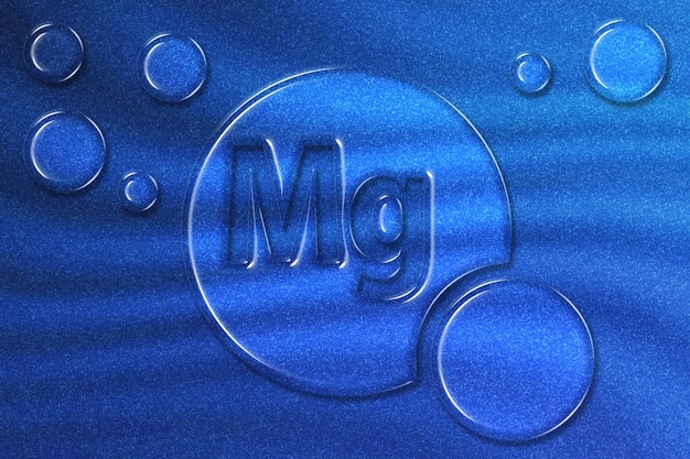 Foto elemento mg magnesio mineral vitamina complejo suplemento dietético azul brillo fondo