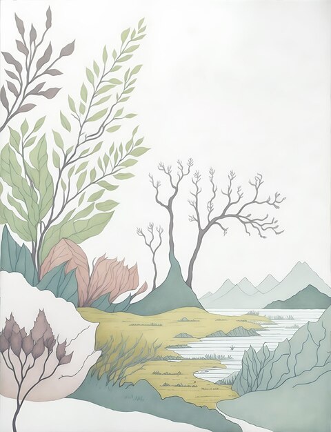 elemento natural desenhado à mão Design ilustração para cartão de convite de pôster de banner de papel de parede