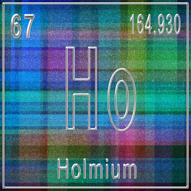Elemento químico de hólmio, sinal com número atômico e peso atômico, elemento de tabela periódica