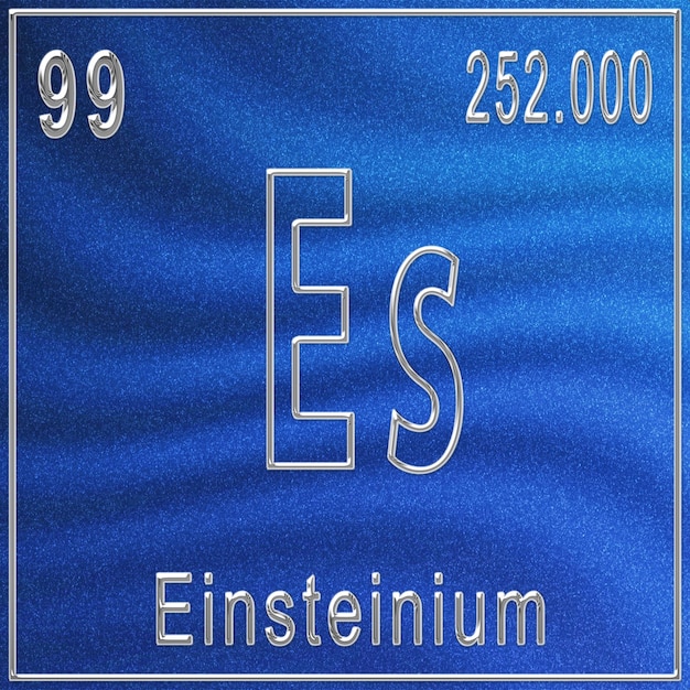 Elemento químico de einstenio Signo con número atómico y peso atómico