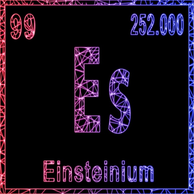 Elemento químico de einstenio Signo con número atómico y peso atómico