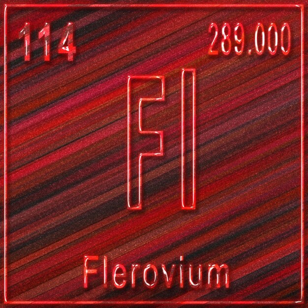 Elemento químico de florovio, signo con número atómico y peso atómico, elemento de tabla periódica