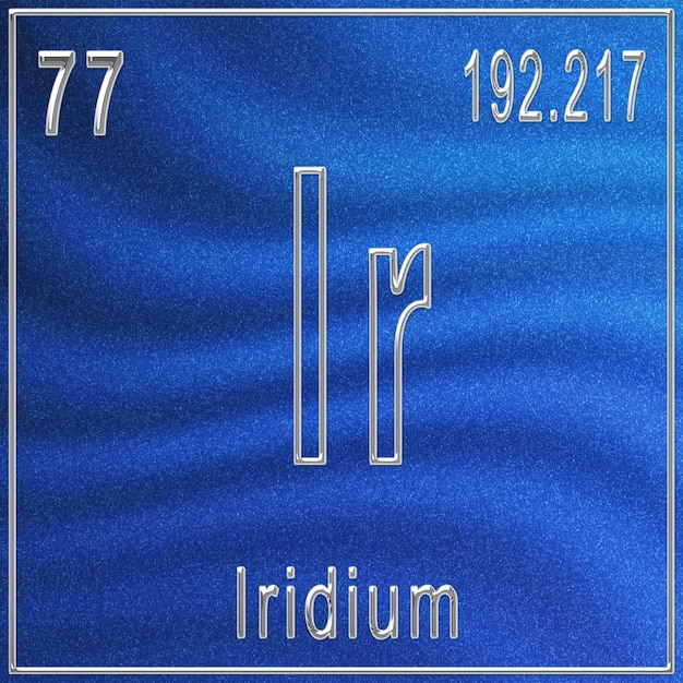 Elemento químico de iridio, signo con número atómico y peso atómico, elemento de la tabla periódica