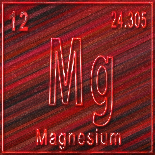 Elemento químico de magnesio, signo con número atómico y peso atómico, elemento de tabla periódica
