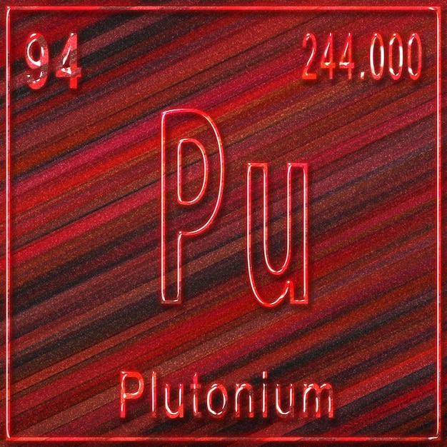 Elemento químico de plutonio, signo con número atómico y peso atómico, elemento de la tabla periódica