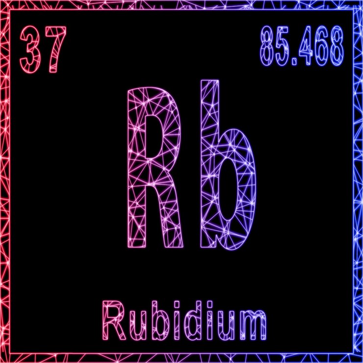 Foto elemento químico de rubidio signo con número atómico y peso atómico