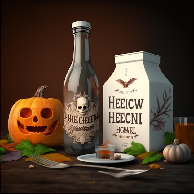 Foto elementos de las bebidas de halloween fondo