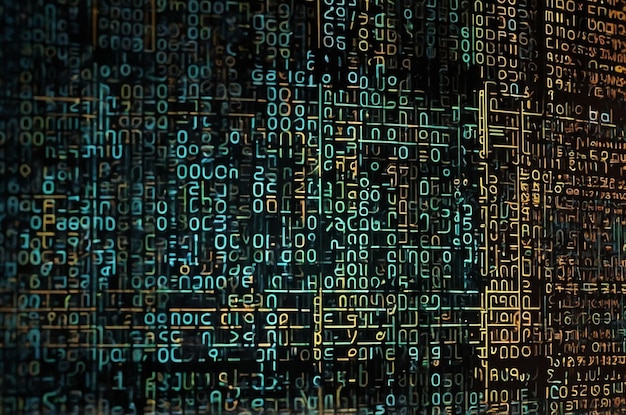 Elementos de código dinámico en un fondo de matriz digital