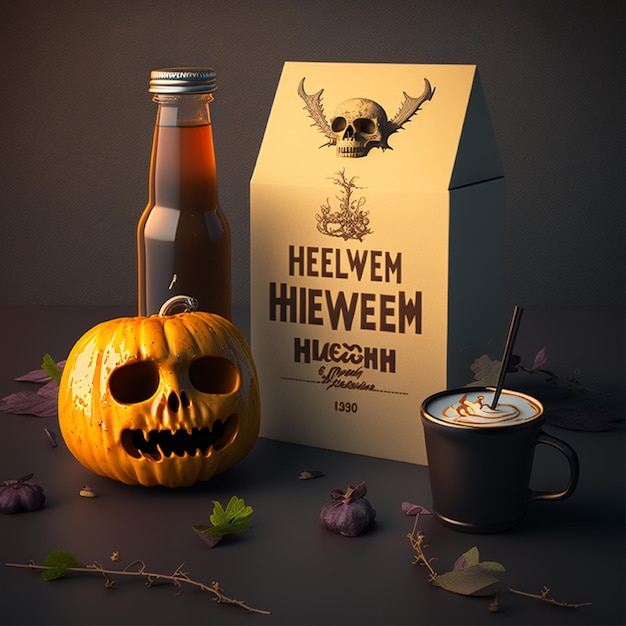 Foto elementos de bebidas de halloween fundo