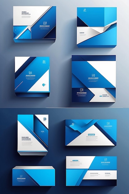 Elementos de caixa abstrata de geometria azul moderna para banner e apresentação