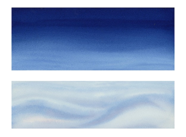 Elementos de design de aquarela para criar um fundo de inverno branco e azul com manchas de salpicos