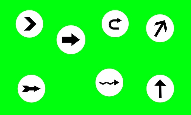 Elementos de design de seta design de ícone simples e fácil de usar porque usa uma tela verde