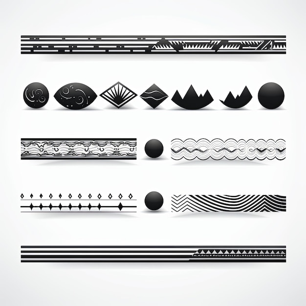 Foto elementos de divisão de páginas pretas em fundo branco