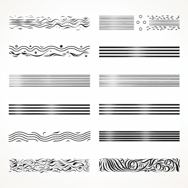 Foto elementos de divisão de páginas pretas em fundo branco