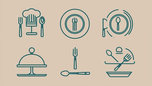 Elementos de fast food desenhados à mão e coleção de talheres