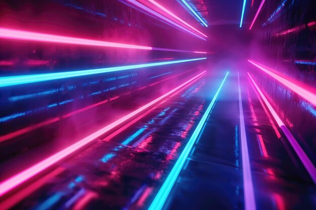 Elementos de movimento coloridos com iluminação LED de néon Fundo futurista abstrato