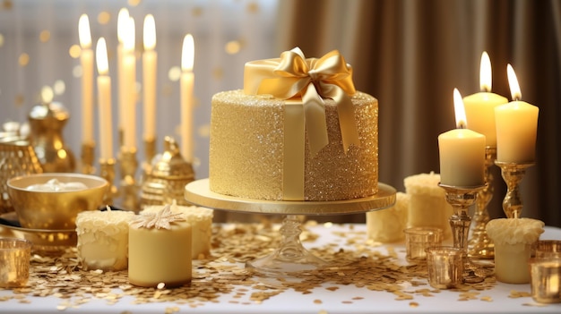 Elementos de ouro para festas de aniversário e bolos