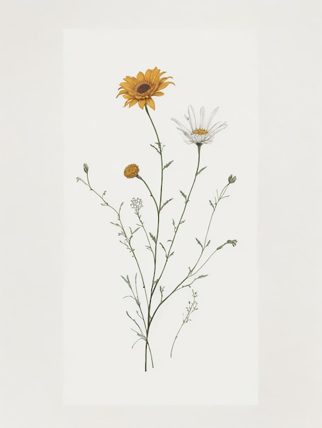 Elementos de dibujo floral minimalista