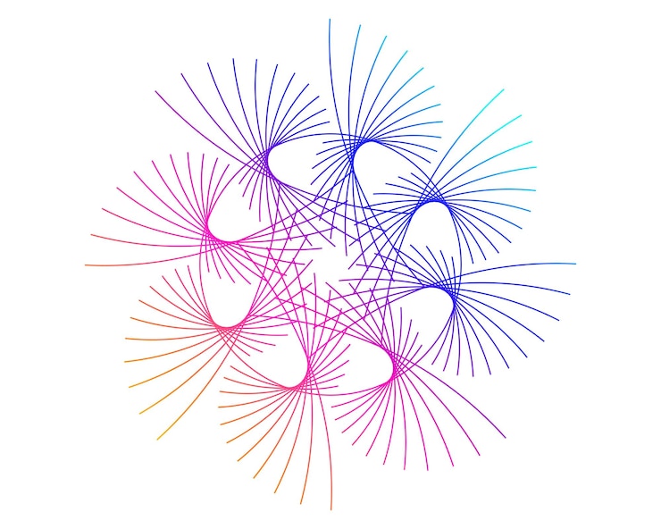 Foto elementos de diseño onda de muchas líneas moradas anillo circular rayas onduladas verticales abstractas sobre fondo blanco aislado ilustración vectorial eps 10 ondas coloridas con líneas creadas con blend too