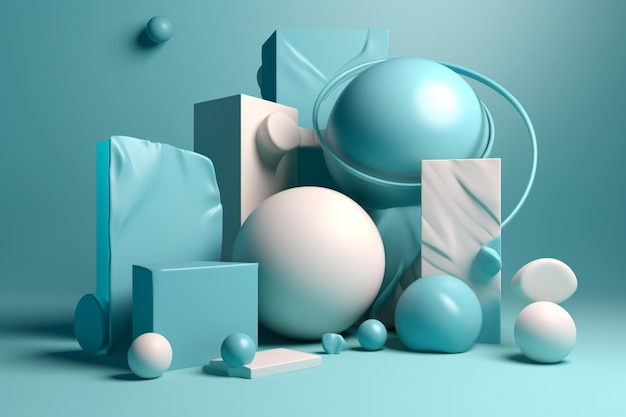 Elementos de diseño renderizados en 3D