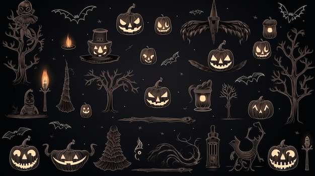 Foto elementos do projeto vetorial de halloween