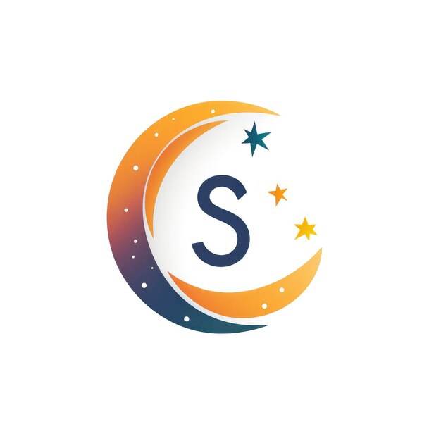 Elementos Estelares Um logotipo circular minimalista com estrelas da Lua Celestial e a letra 'O' em branco