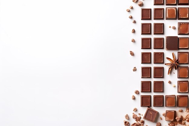 Elementos mínimos de chocolate esparcidos caóticamente