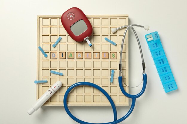 Elementos necesarios para la vista superior de la diabetes.