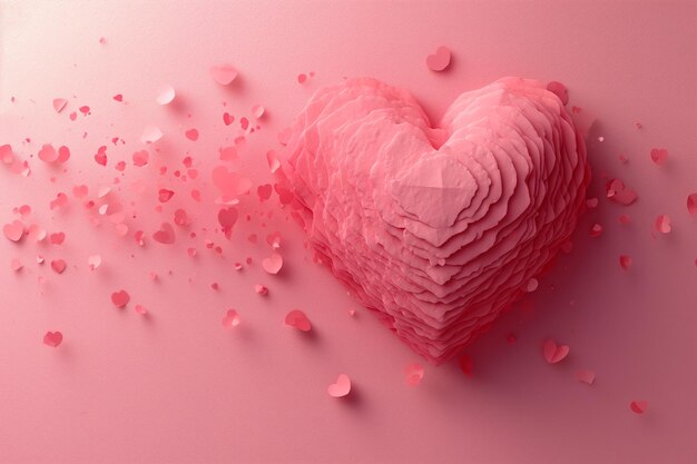 Elementos de papel o papel cortado en forma de corazón y símbolo de amor gráfico para el día de San Valentín abstracto Generativo Ai