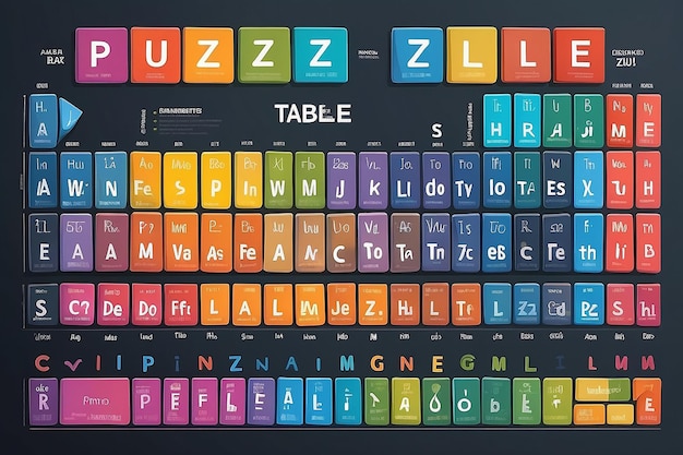 Foto elementos de la tabla periódica dispuestos como una ilustración vectorial de rompecabezas en estilo plano