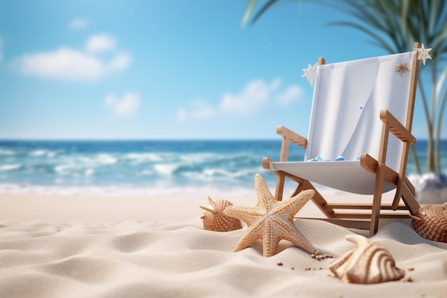 Elementos de verano realistas en un fondo de playa