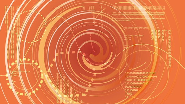 Elementos de visualización digital HUD de tecnología de energía moderna abstracta de oro amarillo de una futura circular