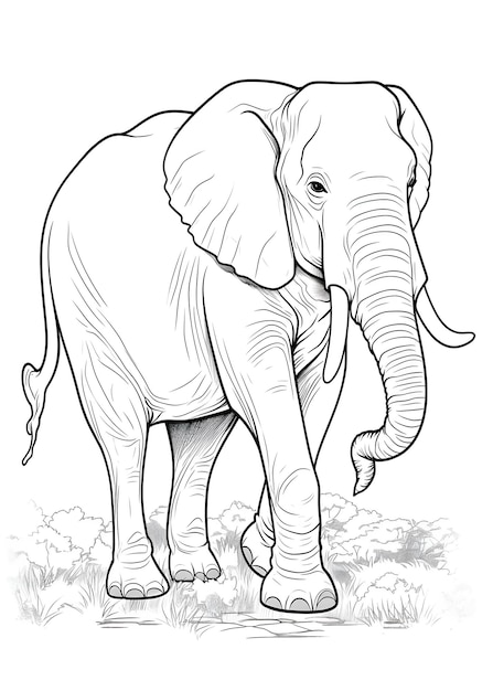 Foto elephant coloring page elephant line art coloring page elephant outline drawing for coloring page animal coloring page elephant coloring book ai generative